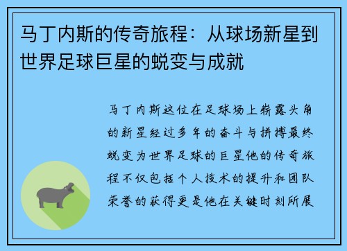 马丁内斯的传奇旅程：从球场新星到世界足球巨星的蜕变与成就